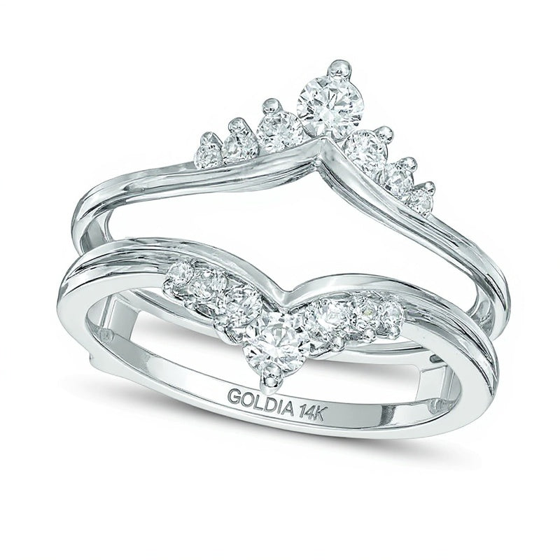 0.5 CT. TW Diamond Tiara-Style Solitaire Enhancer in 14K White Gold