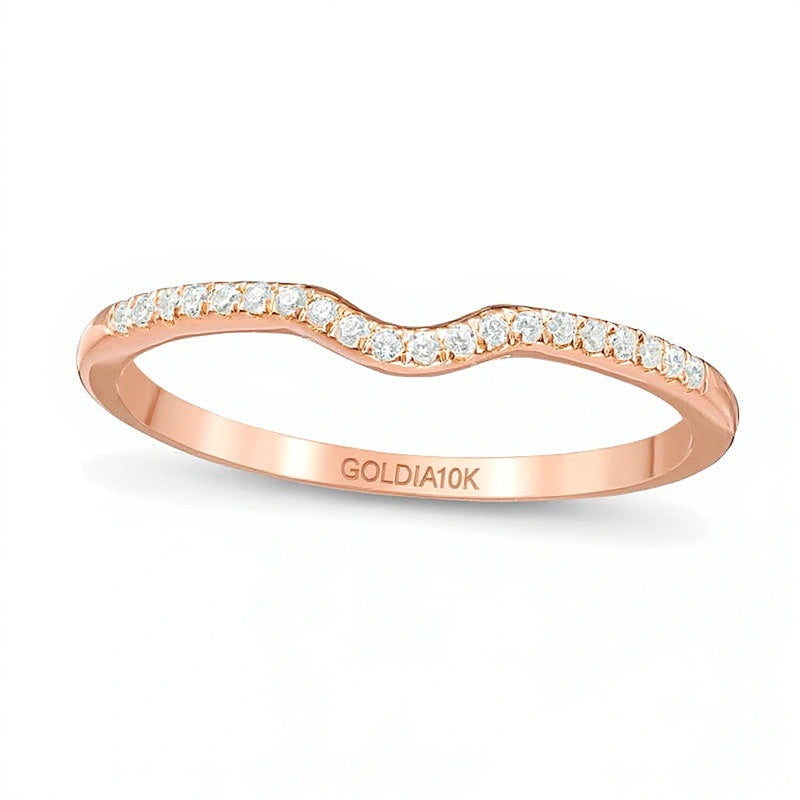 0.1 CT. TW Diamond Contour Wedding Band in 10K Rose Gold