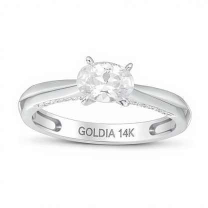0.88 CT. TW Oval Diamond Solitaire Engagement Ring in 14K White Gold