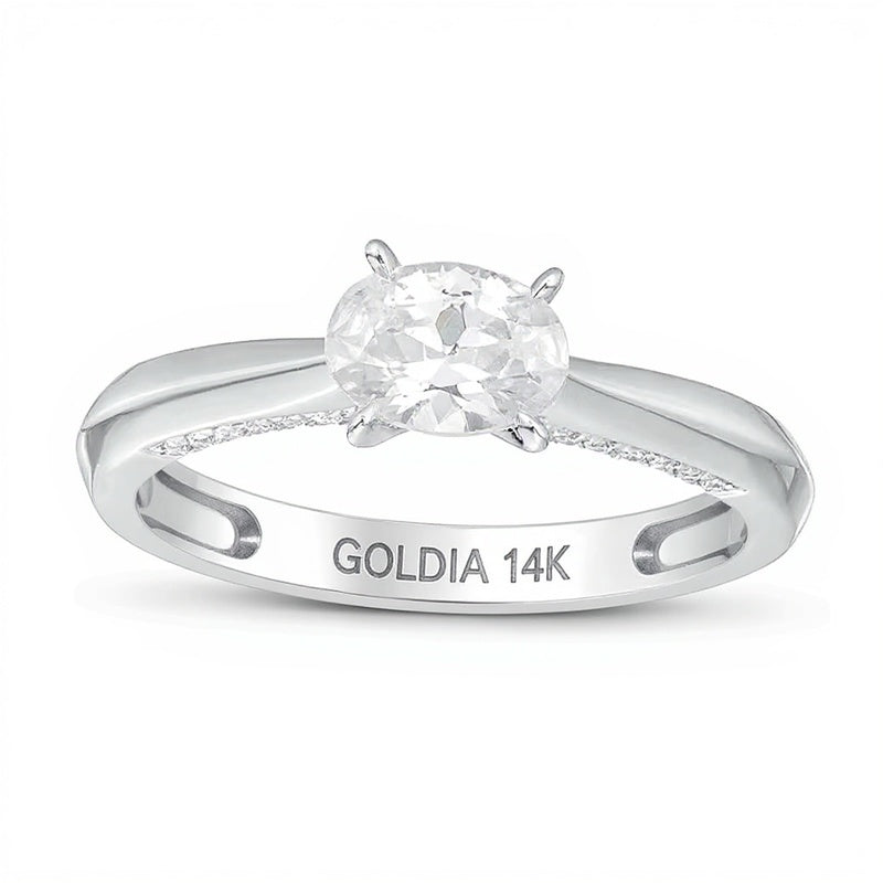 0.88 CT. TW Oval Diamond Solitaire Engagement Ring in 14K White Gold