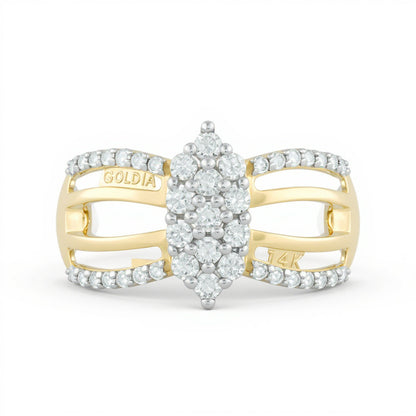 1.0 CT. TW Marquise-Shaped Multi-Diamond Multi-Row Engagement Ring in 14K Gold