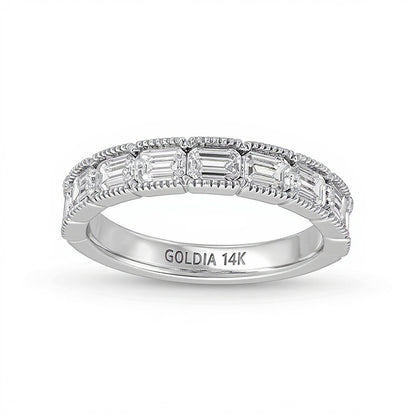 1.38 CT. TW Emerald-Cut Lab-Grown Diamond Vintage-Style Anniversary Band in 14K White Gold (F/VS2)