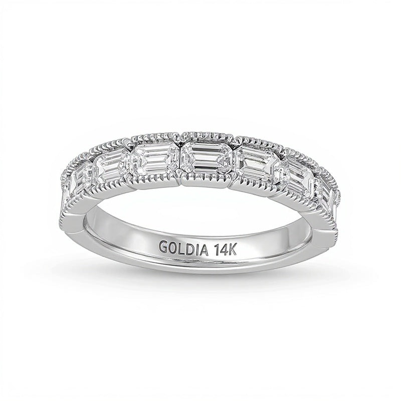 1.38 CT. TW Emerald-Cut Lab-Grown Diamond Vintage-Style Anniversary Band in 14K White Gold (F/VS2)