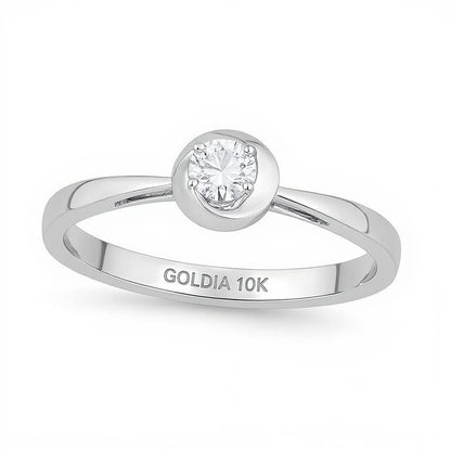 0.17 CT. Diamond Solitaire Swirl Promise Ring in 10K White Gold