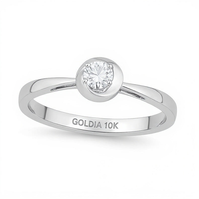 0.17 CT. Diamond Solitaire Swirl Promise Ring in 10K White Gold