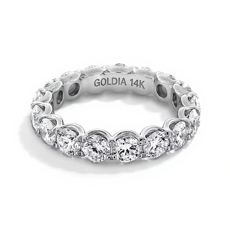 4.0 CT. TW Lab-Grown Diamond Scallop Eternity Band in 14K White Gold (F/VS2) - Size 6