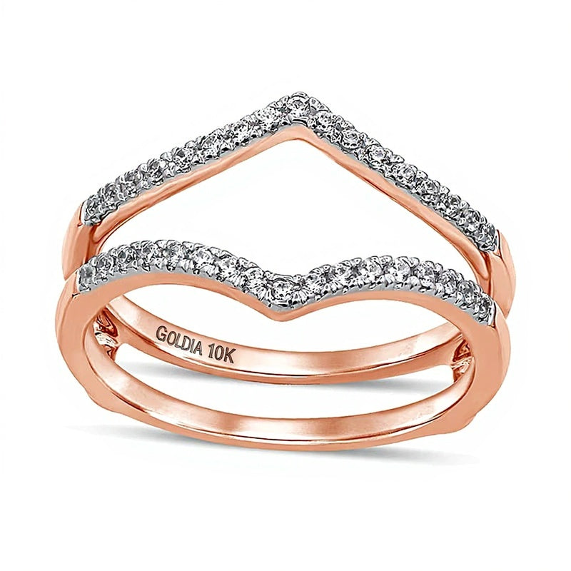 0.2 CT. TW Diamond Chevron Solitaire Enhancer in 10K Rose Gold