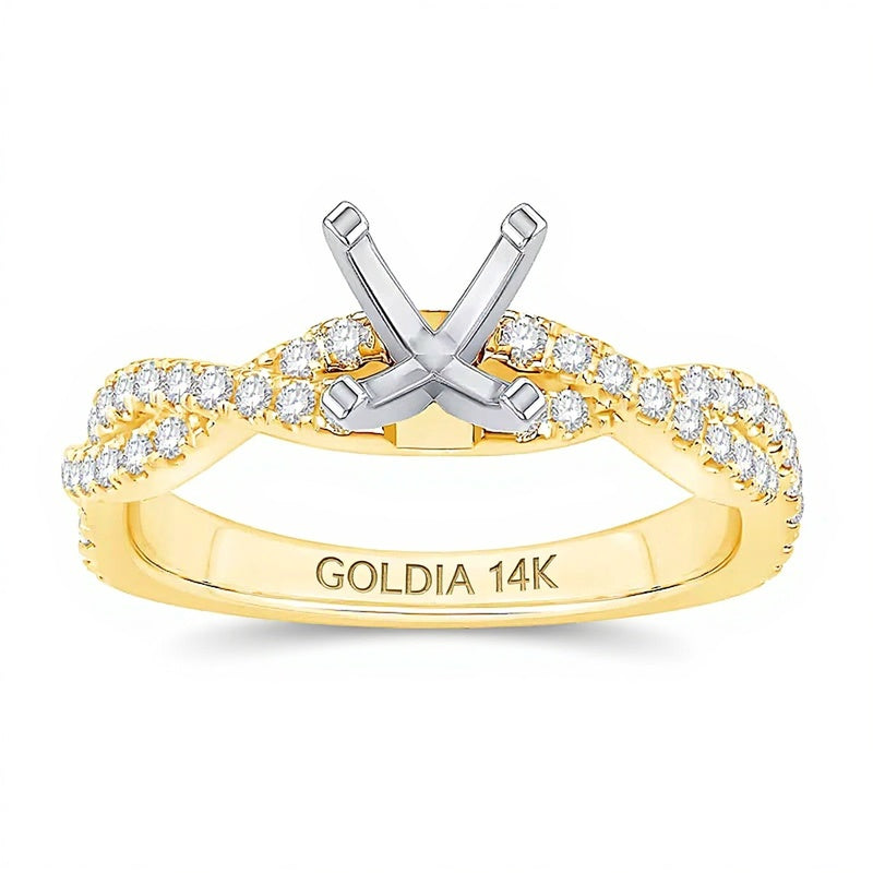 0.33 CT. TW Diamond Twist Shank Solitaire Semi Mount in 14K Gold