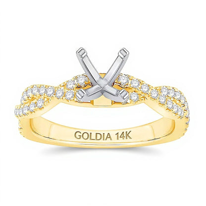 0.33 CT. TW Diamond Twist Shank Solitaire Semi Mount in 14K Gold