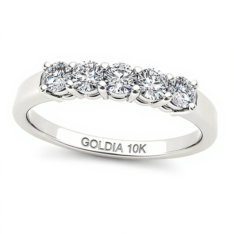 0.5 CT. TW Diamond Five Stone Anniversary Band in 10K White Gold