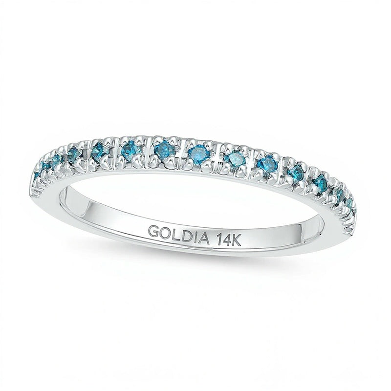 0.13 CT. TW Enhanced Blue Diamond Anniversary Band in 14K White Gold