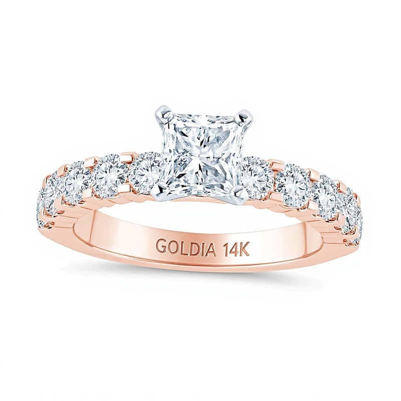 2.0 CT. TW Princess-Cut Diamond Engagement Ring in 14K Rose Gold (I/I2)