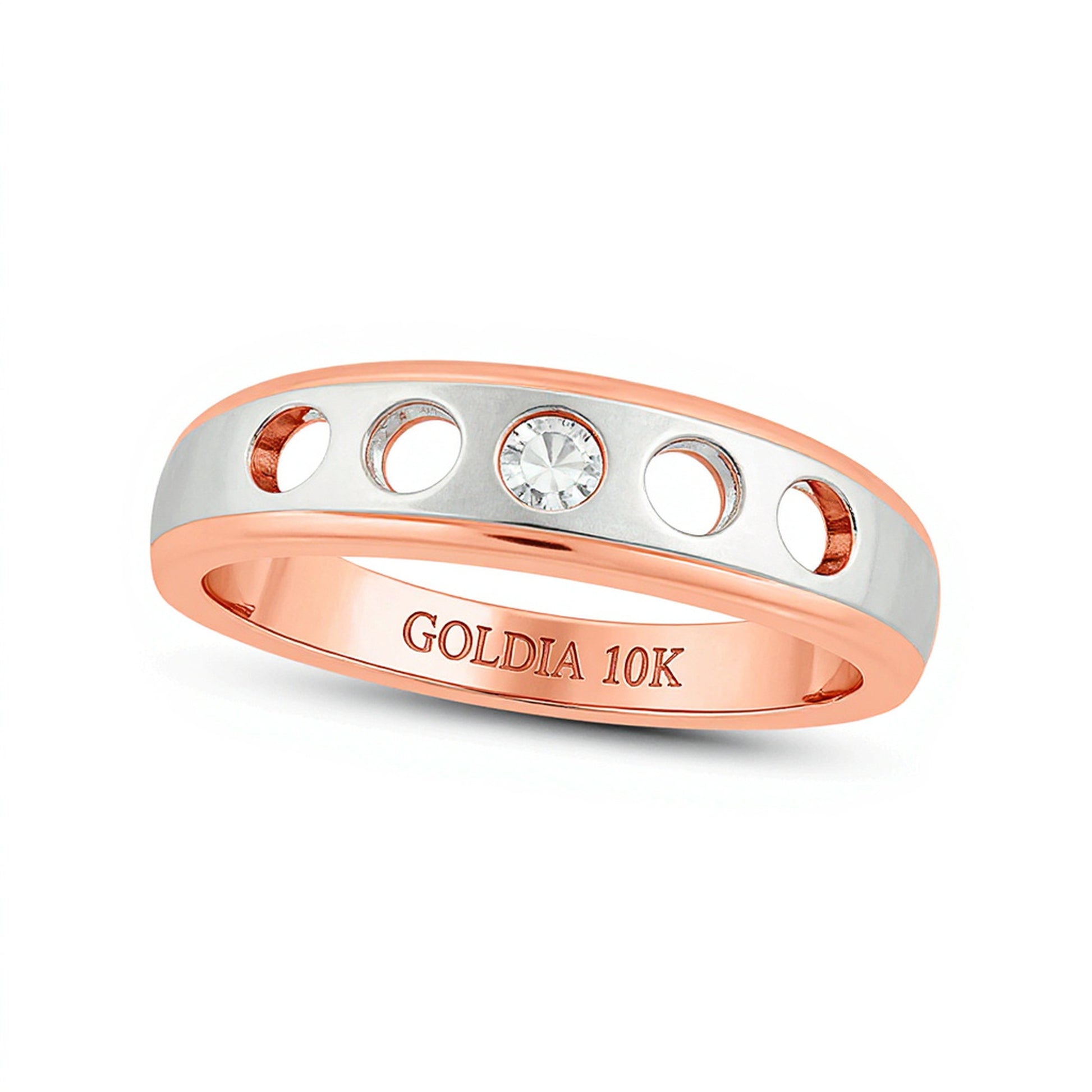 0.25 CT. TW Diamond Multi-Texture Wedding Band in 10K Two-Tone Gold