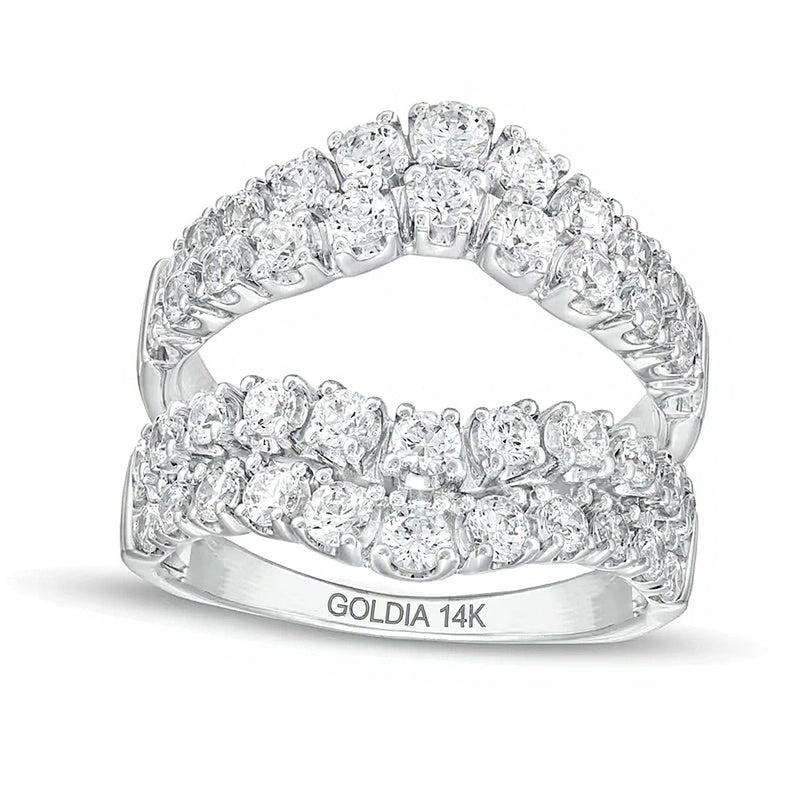 2.0 CT. TW Diamond Double Row Contour Solitaire Enhancer in 14K White Gold