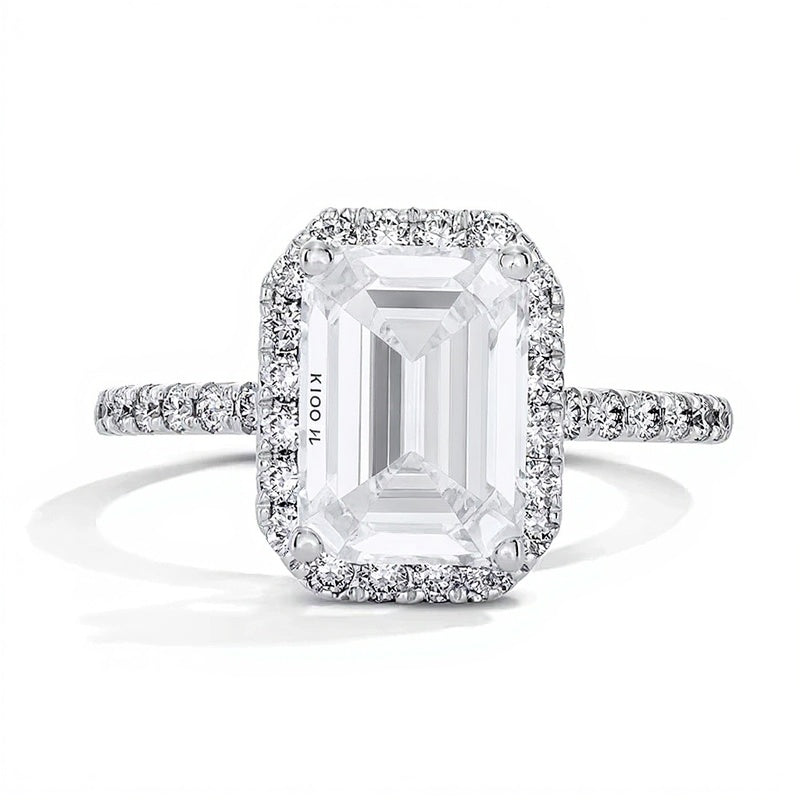 3.5 CT. TW Emerald-Cut Lab-Grown Diamond Frame Engagement Ring in 14K White Gold (F/VS2)