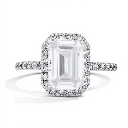 3.5 CT. TW Emerald-Cut Lab-Grown Diamond Frame Engagement Ring in 14K White Gold (F/VS2)