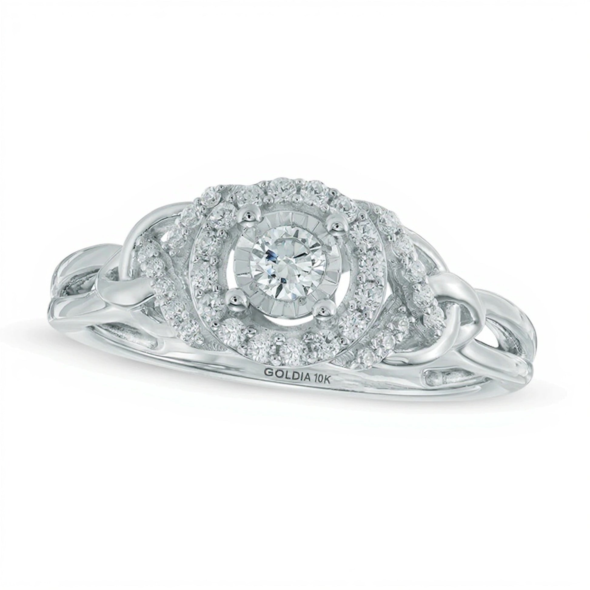 0.33 CT. TW Diamond Frame Celtic Knot Ring in 10K White Gold