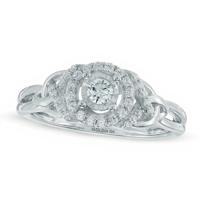 0.33 CT. TW Diamond Frame Celtic Knot Ring in 10K White Gold