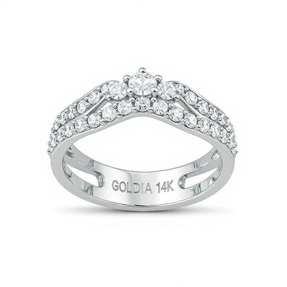 1.5 CT. TW Diamond Multi-Row Tiara-Style Solitaire Enhancer in 14K White Gold