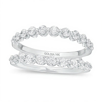1.0 CT. TW Diamond Scallop Edge Solitaire Enhancer in 14K White Gold