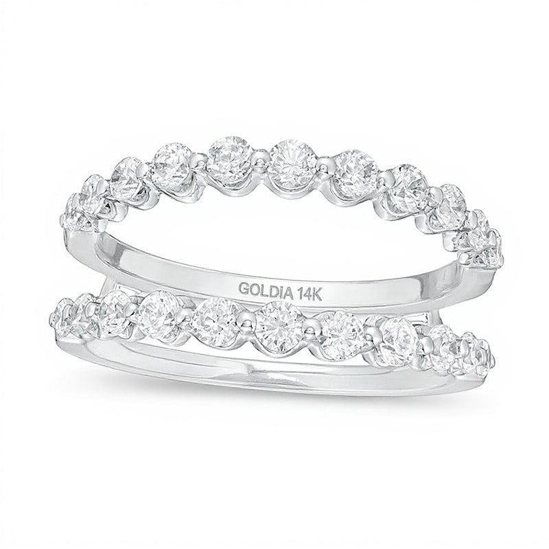 1.0 CT. TW Diamond Scallop Edge Solitaire Enhancer in 14K White Gold