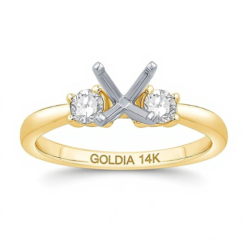 0.25 CT. TW Diamond Three-Stone Solitaire Semi Mount in 14K Gold