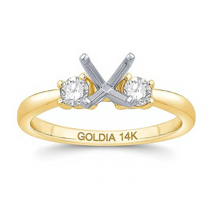 0.25 CT. TW Diamond Three-Stone Solitaire Semi Mount in 14K Gold