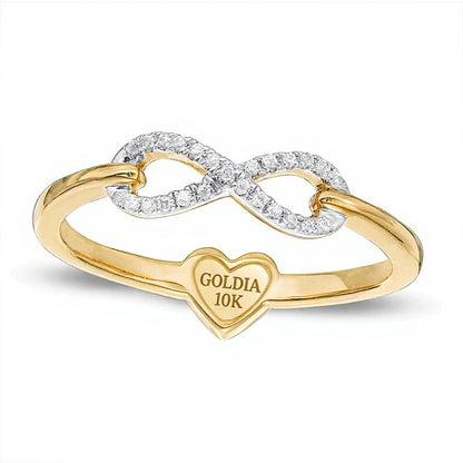 0.1 CT. TW Diamond Heart and Infinity Two-Sided Ring in 10K Gold