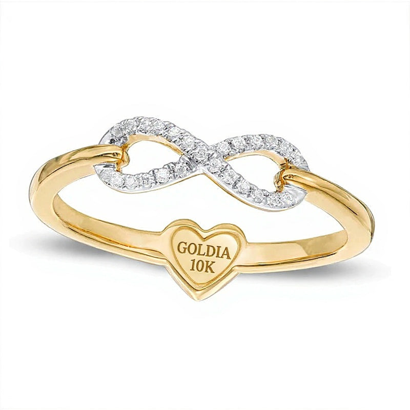0.1 CT. TW Diamond Heart and Infinity Two-Sided Ring in 10K Gold