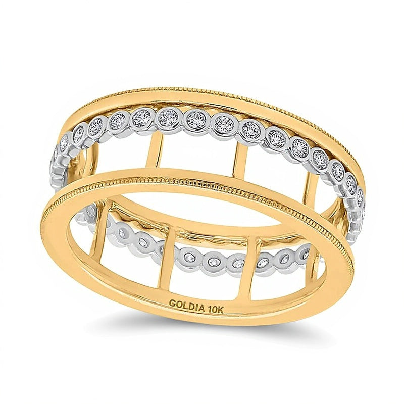 0.25 CT. TW Diamond Bubbles Open Barrel Ring in 10K Gold