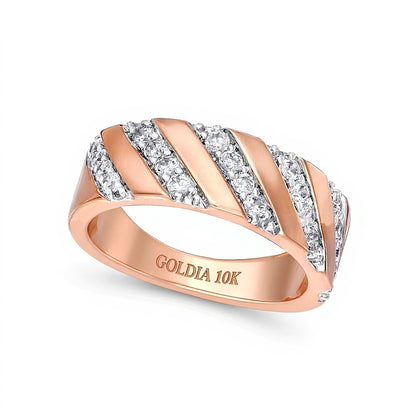 0.5 CT. TW Diamond Slant Row Band in 10K Rose Gold