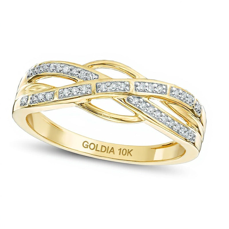 0.1 CT. TW Diamond Crossover Band in 10K Gold