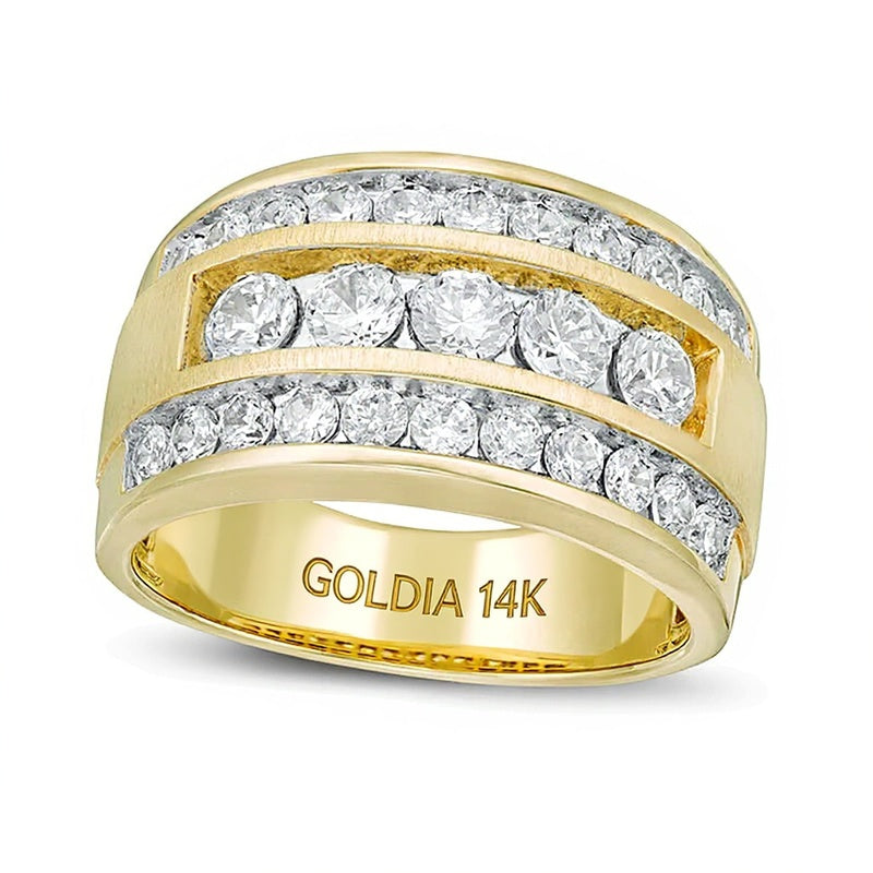 2.0 CT. TW Diamond Five Stone Triple Row Ring in 14K Gold