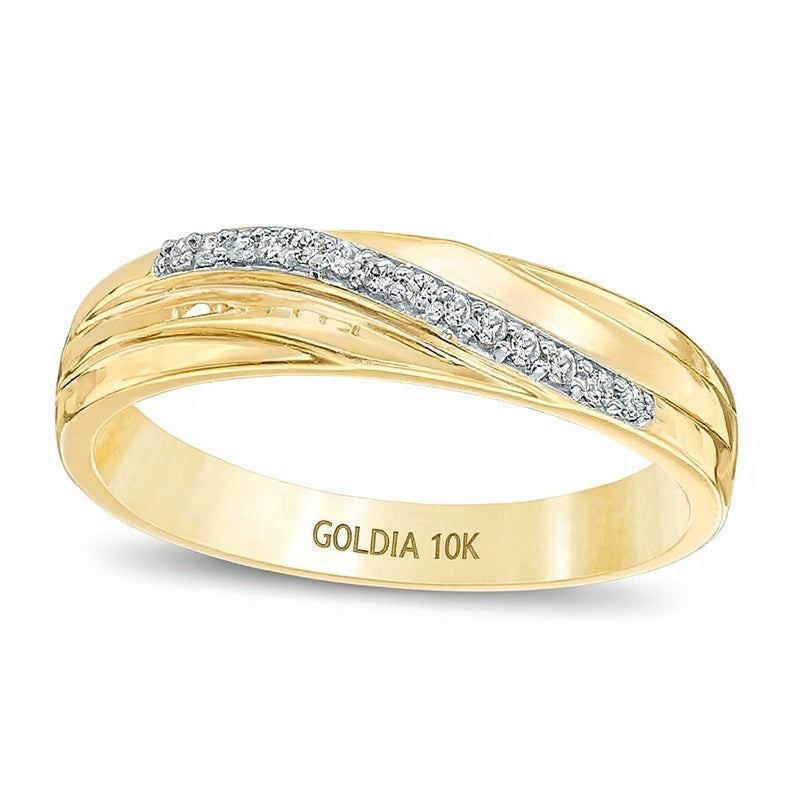 0.07 CT. TW Diamond Slant Anniversary Band in 10K Gold