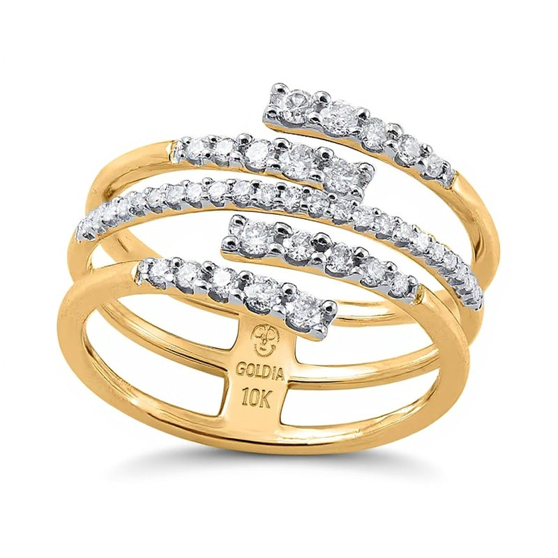 0.5 CT. TW Diamond Multi-Row Open Shank Wrap Ring in 10K Gold