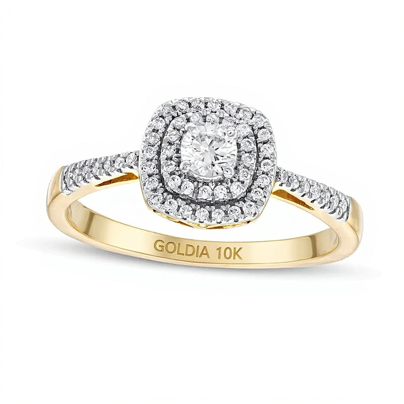 0.33 CT. TW Diamond Double Cushion Frame Engagement Ring in 10K Gold