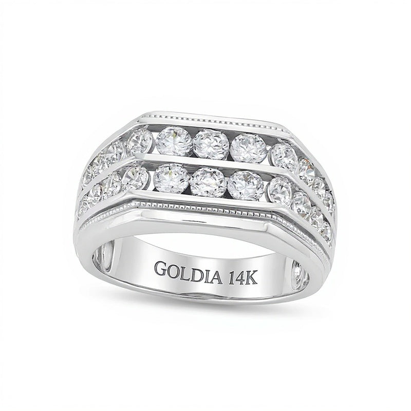 2.0 CT. TW Lab-Grown Diamond Double Row Angled Band in 14K White Gold (F/SI2)