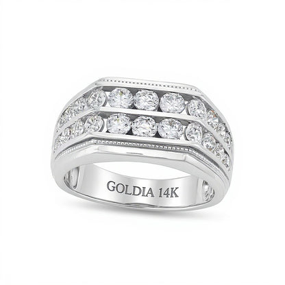 2.0 CT. TW Lab-Grown Diamond Double Row Angled Band in 14K White Gold (F/SI2)
