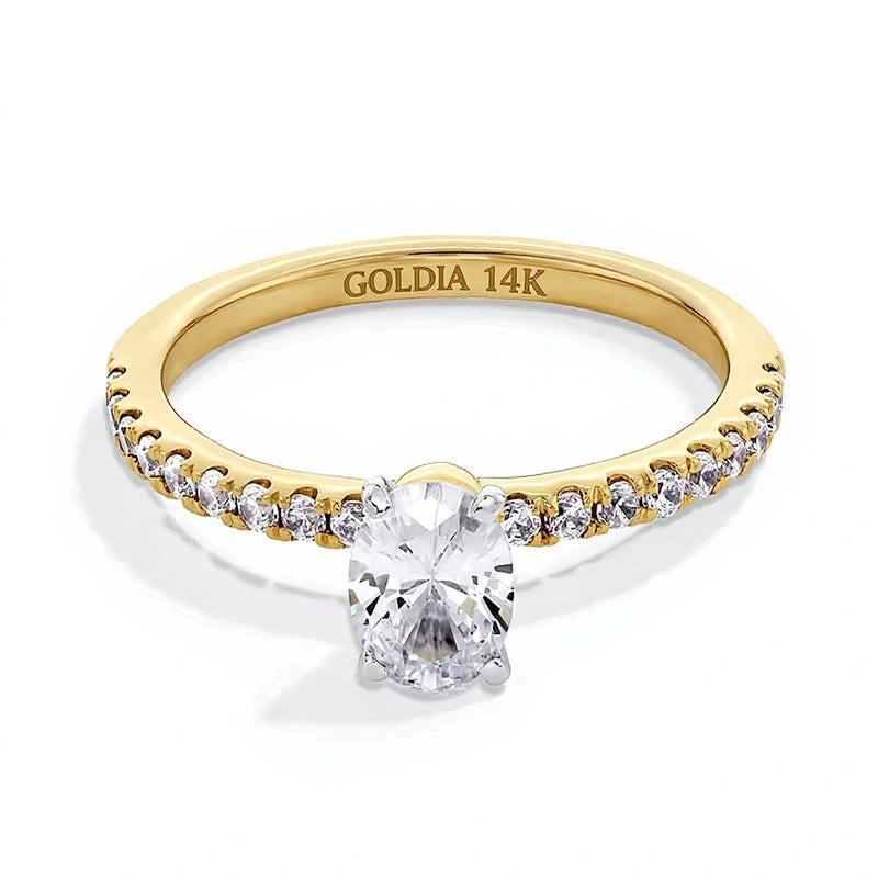 1.0 CT. TW Oval Lab-Grown Diamond Engagement Ring in 14K Gold (F/SI2)