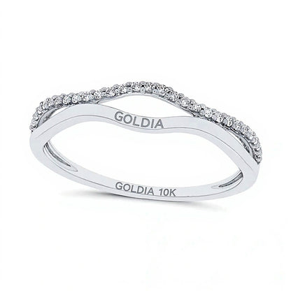 0.1 CT. TW Diamond Open Wave Ring in 10K White Gold