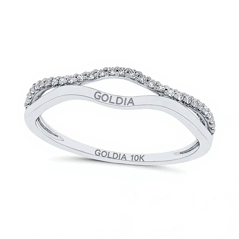 0.1 CT. TW Diamond Open Wave Ring in 10K White Gold