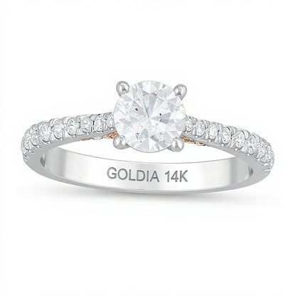 Zales Private Collection 1.0 CT. TW Colourless Diamond Engagement Ring in 14K Two-Tone Gold (F/I1)
