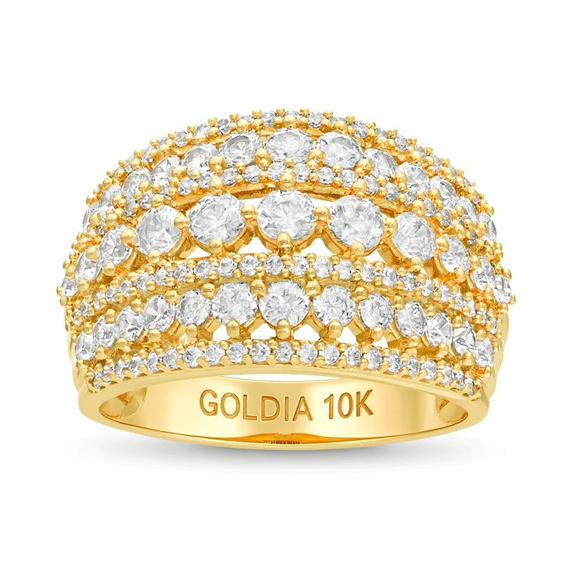 2.0 CT. TW Diamond Multi-Row Domed Ring in 10K Gold