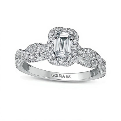 Zales Private Collection 1.0 CT. TW Emerald-Cut Diamond Frame Engagement Ring in 14K White Gold