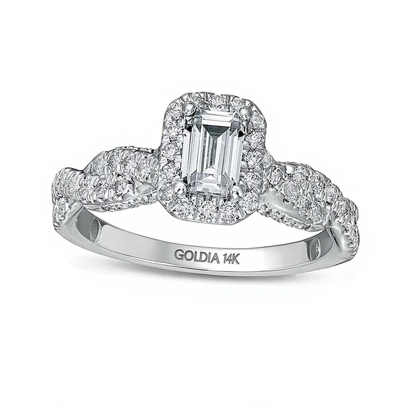 Zales Private Collection 1.0 CT. TW Emerald-Cut Diamond Frame Engagement Ring in 14K White Gold