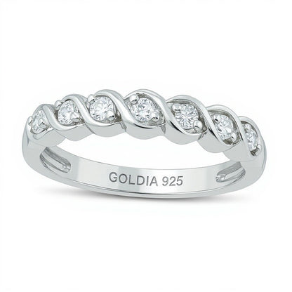 0.13 CT. TW Diamond Seven Stone "S" Anniversary Band in Sterling Silver
