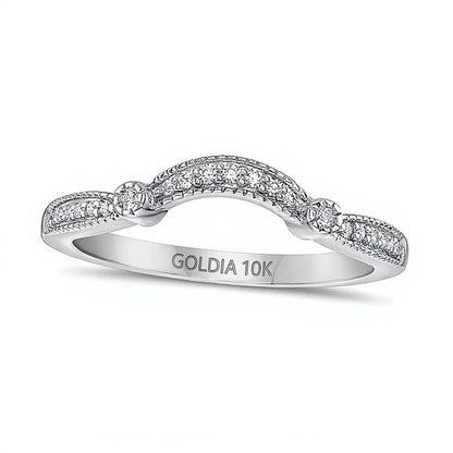 0.1 CT. TW Diamond Contour Band in 10K White Gold