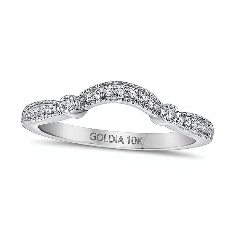 0.1 CT. TW Diamond Contour Band in 10K White Gold