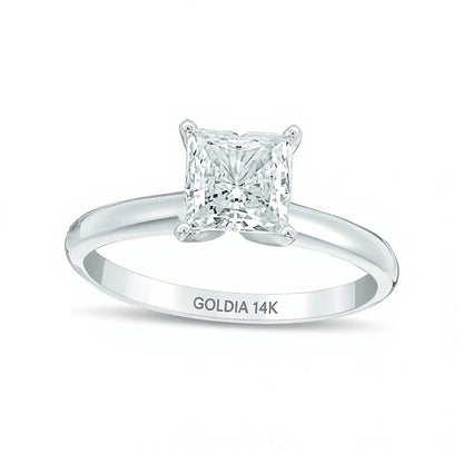 1.0 CT. Princess-Cut Diamond Solitaire Engagement Ring in 14K White Gold (I/I2)