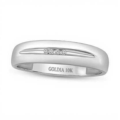 0.05 CT. TW Diamond Center Groove Wedding Band in 10K White Gold